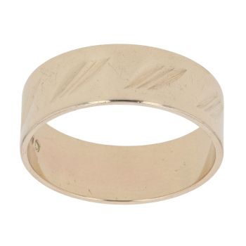 9ct Yellow Gold Patterned Wedding Band 6.5mm