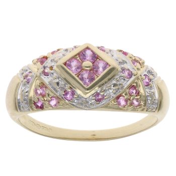 9ct Yellow Gold Pink Sapphire Cluster Ring