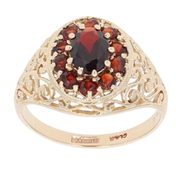 9ct Yellow Gold Garnet Cluster Ring