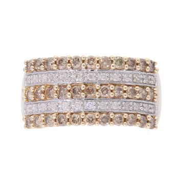 9ct Yellow Gold 1.00ct Champagne and White Diamond Ring