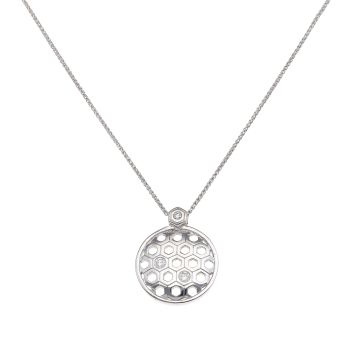 9ct White Gold 0.15ct Diamond Pendant And Chain 16"