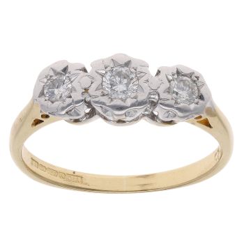 18ct Yellow Gold 0.25ct Brilliant Cut Diamond Trilogy Ring