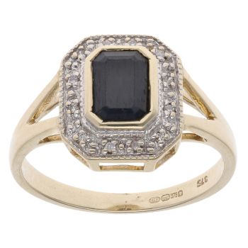 9ct Yellow And White Gold 0.05ct Diamond And Sapphire Cluster Ring