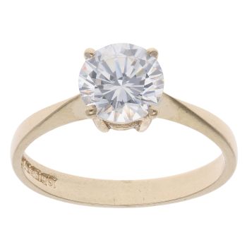 9ct Yellow Gold Cubic Zirconia Solitaire Ring