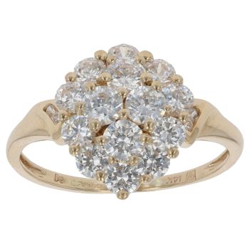 14ct Yellow Gold Cubic Zirconia Cluster Ring