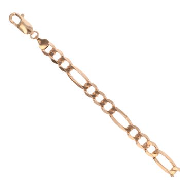 9ct Yellow Gold Figaro Bracelet 7"