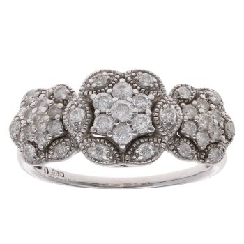 9ct White Gold 0.50ct Brilliant Cut Diamond Cluster Ring