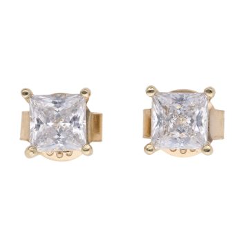 14ct Yellow Gold Cubic Zirconia Stud Earrings