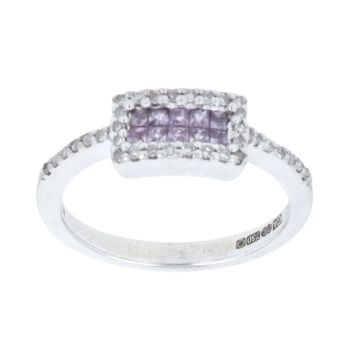 18ct White Gold 0.15ct Diamond And Amethyst Cluster Ring