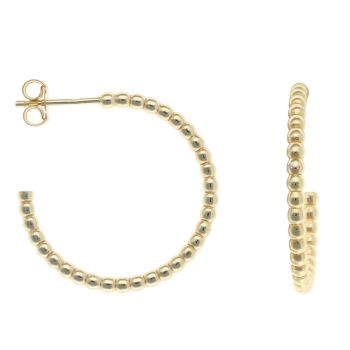Silver Gold Plated Beaded 3/4 Hoop Earrings