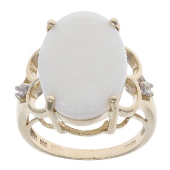 9ct Yellow Gold Opal and Cubic Zirconia Ring