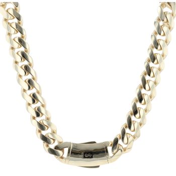 14ct Yellow Gold Monaco Curb Classic Plain Lock Chain 24"