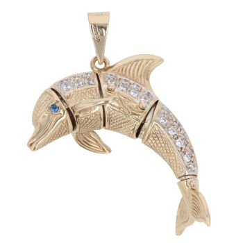 9ct Yellow Gold Multi-Gemstone Dolphin Pendant
