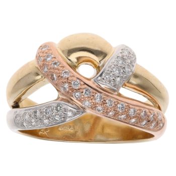 14ct Yellow, White And Rose Gold 0.25ct Brilliant Cut Diamond Fancy Ring
