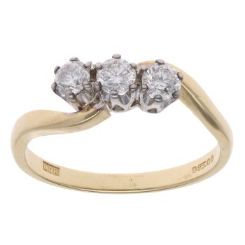 18ct Yellow Gold 0.50ct Brilliant Cut Diamond Trilogy Ring