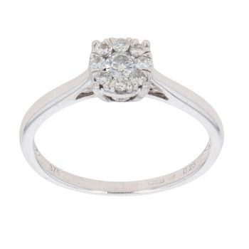9ct White Gold 0.25ct Brilliant Cut Diamond Cluster Ring