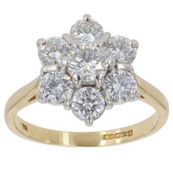 18ct Yellow Gold 1.85ct Brilliant Cut Diamond Cluster Ring