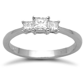18 Carat White Gold 52pts Diamond Trilogy Ring