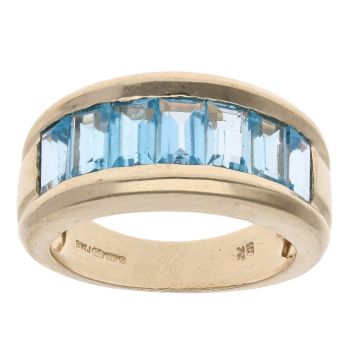 9ct Yellow Gold Blue Topaz Fancy Ring