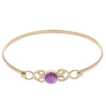 9ct Yellow Gold Amethyst Patterned Bangle