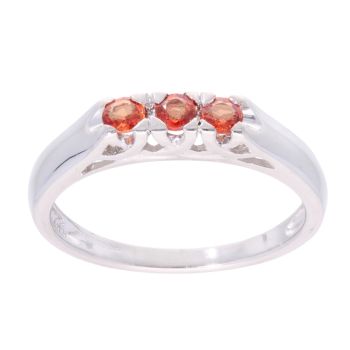 9ct White Gold Orange Gem Stone Set Ring