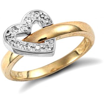 9ct Yellow Gold Cubic Zirconia Flip over Heart Ring