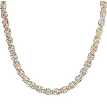 9ct Yellow, White and Rose Gold Collarette Chain 16"