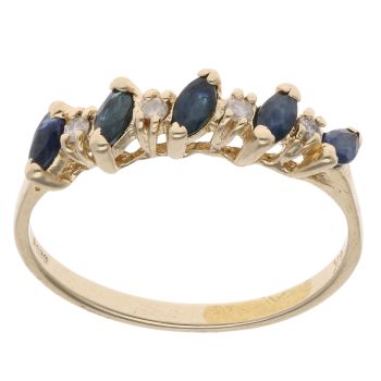 14ct Yellow Gold 0.10ct Diamond and Sapphire Dress Ring