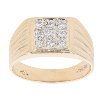 9ct Yellow Gold Cubic Zirconia Square Signet Ring