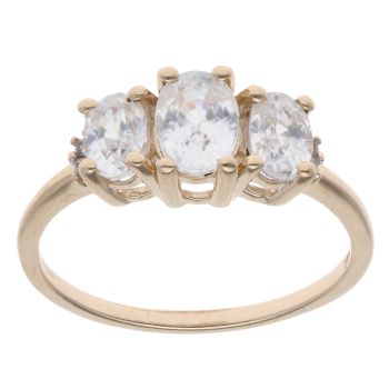 9ct Yellow Gold 0.05ct Diamond And White Sapphire Three Stone Ring