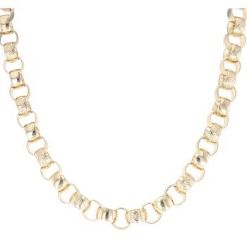 9ct Yellow Gold Patterned And Plain Belcher Chain 22"