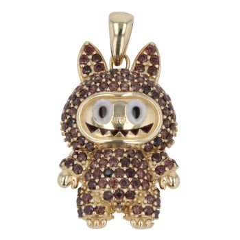 14ct Yellow Gold Brown Gemstone Bunny Pendant