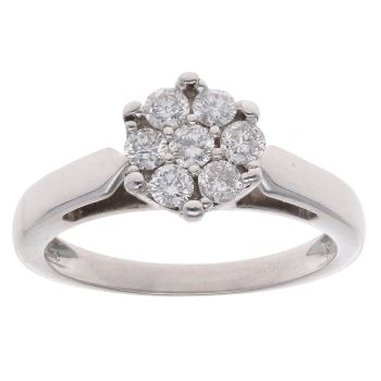 18ct White Gold 0.50ct Brilliant Cut Diamond Cluster Ring
