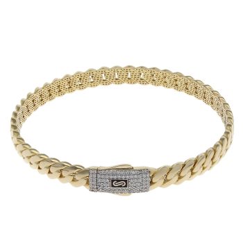 14ct Yellow Gold Monaco Classic Cubic Zirconia Pave Lock Bangle