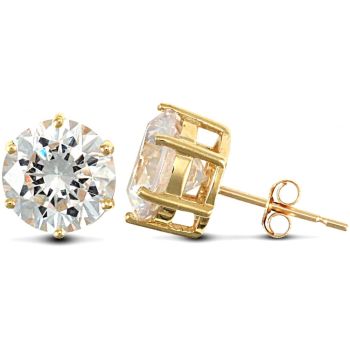 9ct Yellow Gold Claw Set Cubic Zirconia Studs