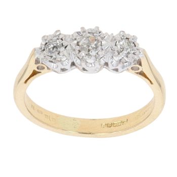 18ct Yellow Gold 0.20ct Old Cut Diamond Trilogy Ring