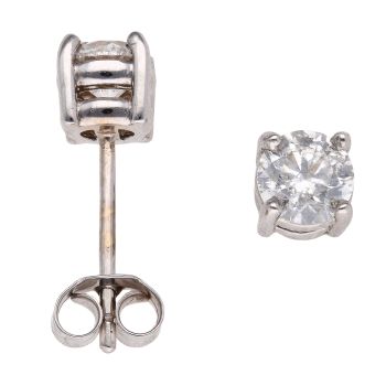 18ct White Gold 1.00ct Brilliant Cut Diamond Stud Earrings