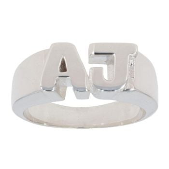 Silver Personalised Initial Polished Ring
