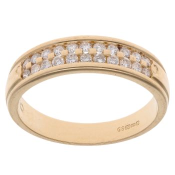 18ct Yellow Gold 0.30ct Brilliant Cut Two Row Diamond Ring