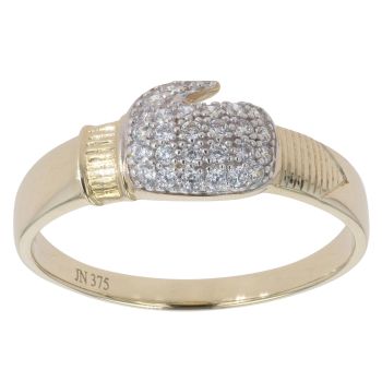 9ct Yellow Gold Cubic Zirconia Boxing Glove Ring