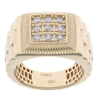 14ct Yellow Gold Cubic Zirconia Signet Ring