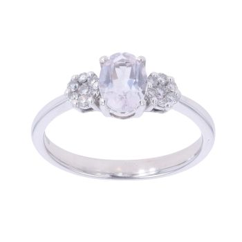 9ct White Gold 0.15ct Diamond And Pink Gemstone Ring
