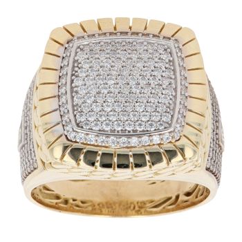 14ct Yellow Gold Monaco Cubic Zirconia Signet Ring