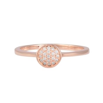 Rose Gold Plated Sterling Silver Cubic Zirconia Disc Ring