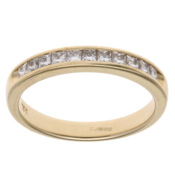 18ct Yellow Gold 0.55ct Princess Cut Diamond Half Eternity Ring
