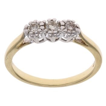 18ct Yellow Gold 0.20ct Brilliant Cut Diamond Trilogy Ring