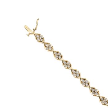 18ct Yellow Gold 2.75ct Brilliant Cut Diamond Quatrefoil Bracelet 7"