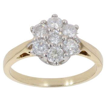 18ct Yellow Gold 1.00ct Diamond Cluster Ring