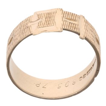 9ct Yellow Gold Patterned Buckle Ring