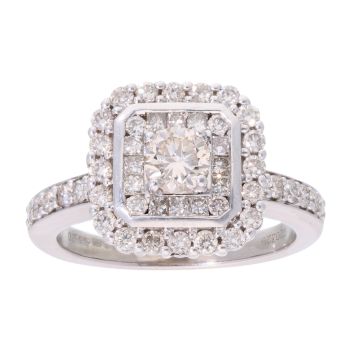 9ct White Gold 1.25ct Diamond Cluster Ring